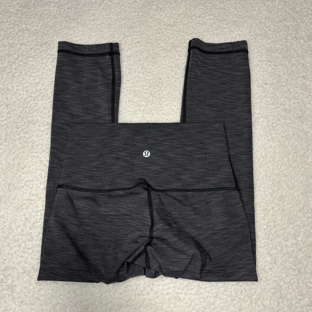 Lululemon Women Heather Gray Wunder Under High Rise Crop Leggings - Picture 9 of 11